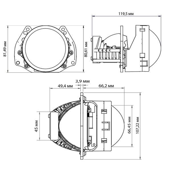 Світлодіодна лінза Decker BL 3.0" R-10 60W 5500K НФ-00005033 фото